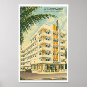 Póster Afiche de viaje en Miami Art Deco