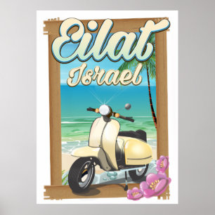 Póster Afiche de viaje en moto de Eilat Beach Israel