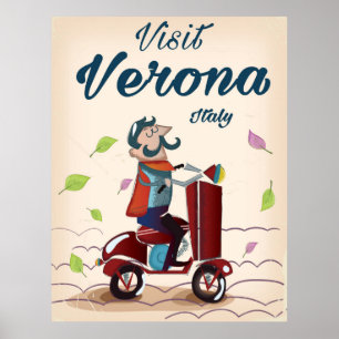 Póster Afiche de viaje en motocicleta de Verona