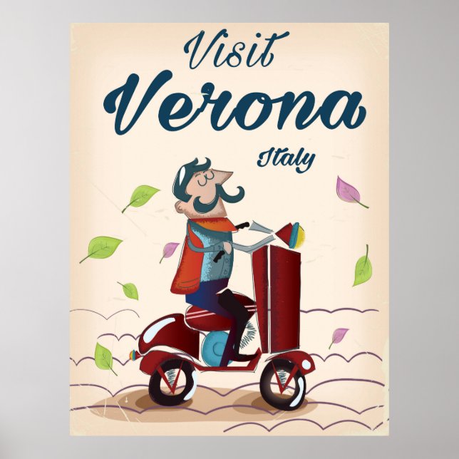 Póster Afiche de viaje en motocicleta de Verona (Frente)