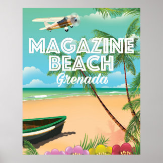 Póster Afiche de viaje en playa de la revista Granada