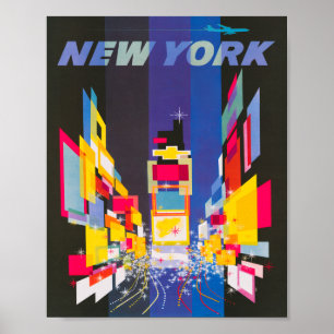 Póster Afiche de Viaje en Plaza de Tiempo de Vintage