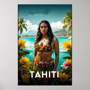 Póster Afiche de viaje en Tahití