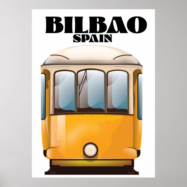 Póster Afiche de viaje en tranvía de Bilbao España (Frente)