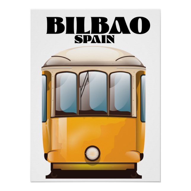 Póster Afiche de viaje en tranvía de Bilbao España (Anverso)