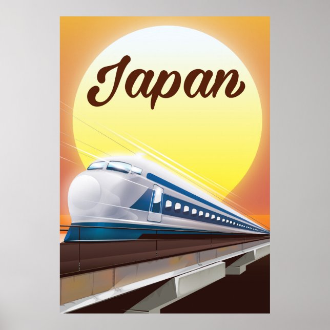 Póster Afiche de viaje en tren de bala de Japón (Frente)