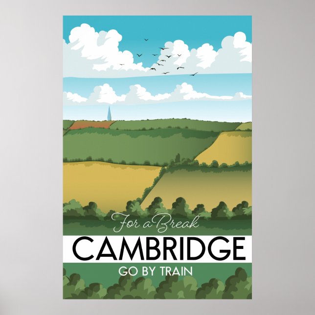 Póster Afiche de viaje en tren de Cambridge (Frente)