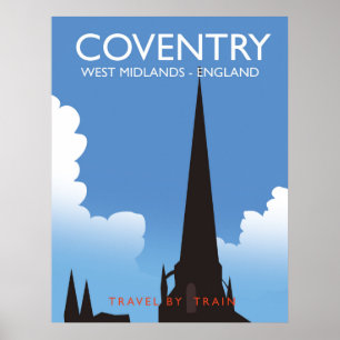 Póster Afiche de viaje en tren de Coventry West Midlands 