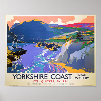 Póster Afiche de viaje en tren de Yorkshire