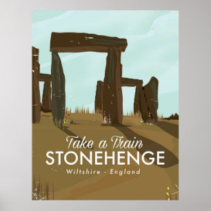 Póster Afiche de viaje en tren Stonehenge Wiltshire