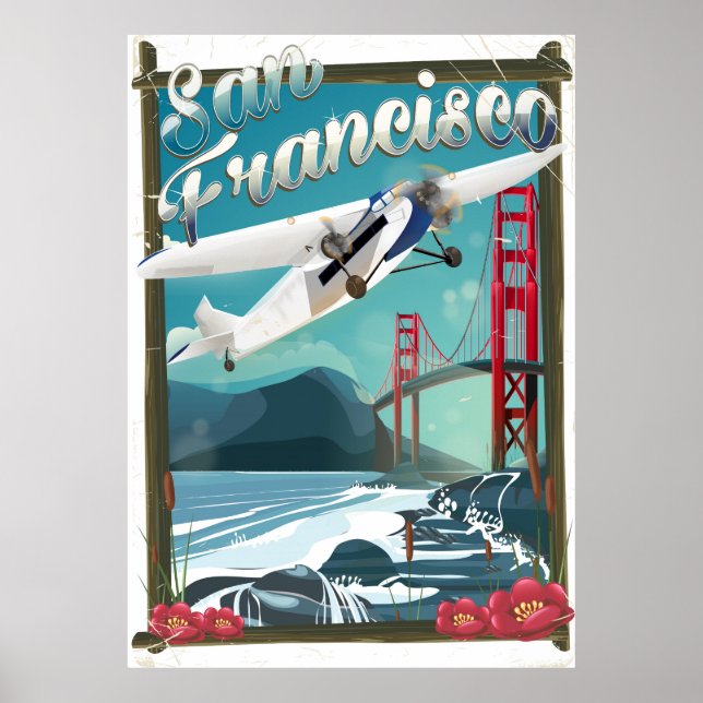 Póster Afiche de viaje en vuelo de San Francisco (Frente)