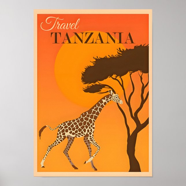 Póster Afiche de viaje entre Tanzania y África (Frente)