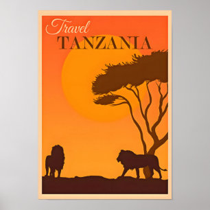 Póster Afiche de viaje entre Tanzania y África