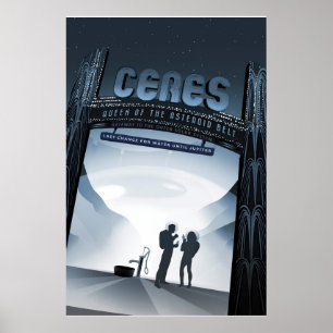 Póster Afiche de viaje espacial retro-Ceres de planeta en