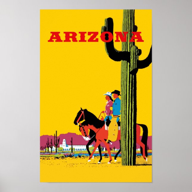 Póster Afiche de viaje estilo cosecha Arizona (Frente)