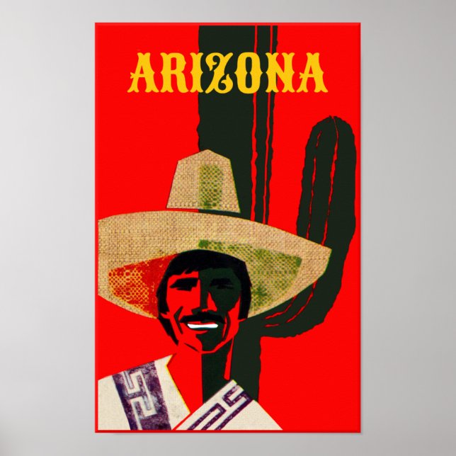 Póster Afiche de viaje estilo cosecha Arizona (Frente)