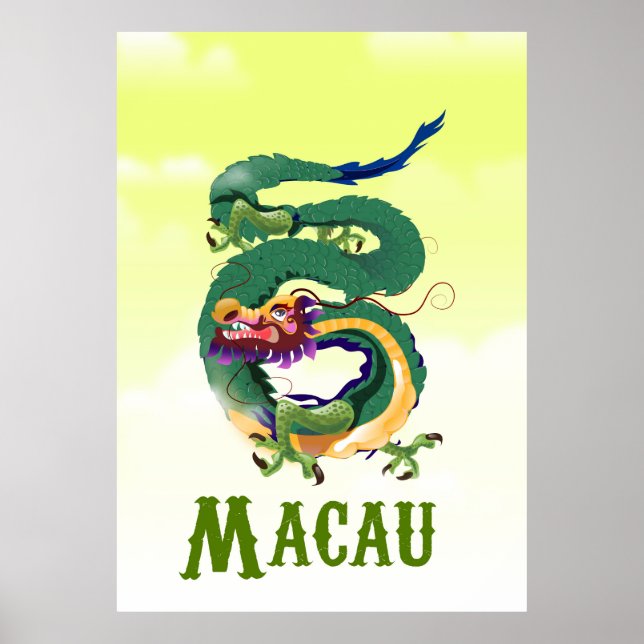 Póster Afiche de viaje estilo cosecha en Macao China (Frente)