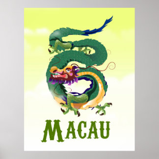 Póster Afiche de viaje estilo cosecha en Macao China