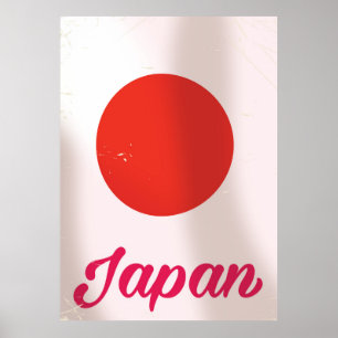 Póster Afiche de viaje estilo vintage de Japan Rising Sun