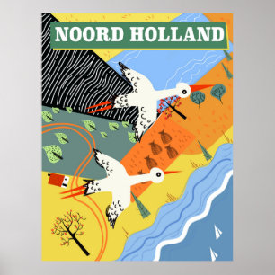 Póster Afiche de viaje estilo vintage de Noord Holland