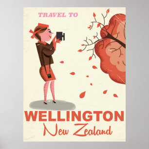Póster Afiche de viaje estilo vintage de Wellington New Z