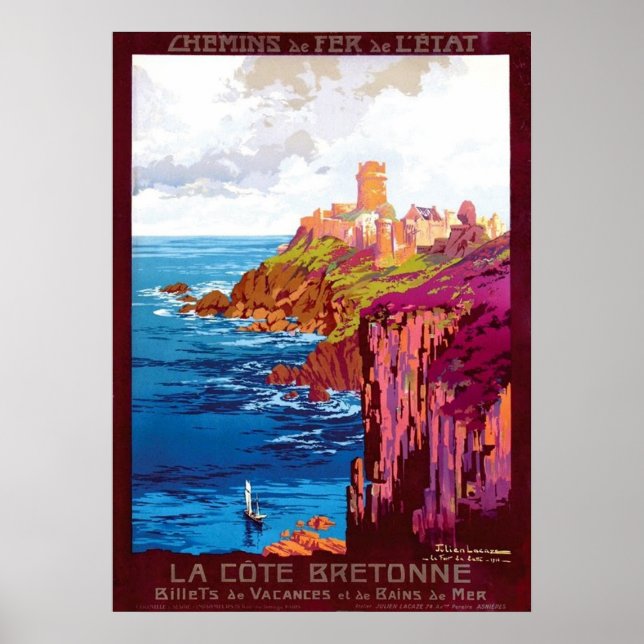 Póster Afiche de viaje francés de la costa bretona (Frente)