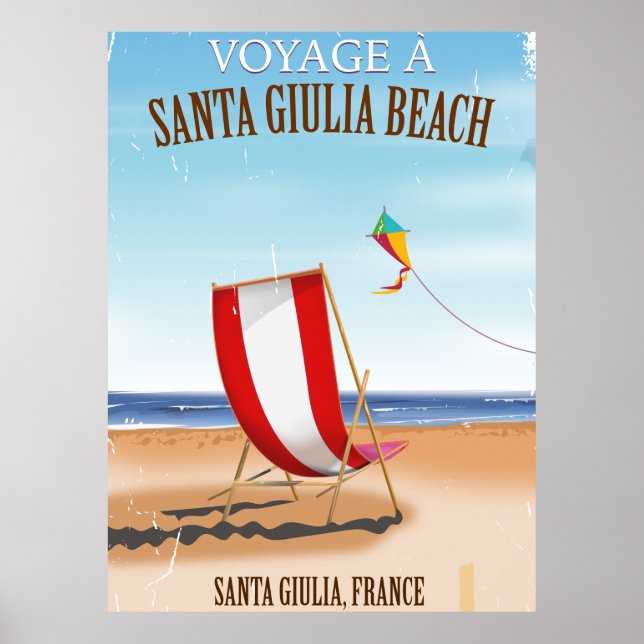 Póster Afiche de viaje francés de Santa Giulia Beach Vint (Frente)