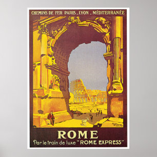 Póster Afiche de viaje francés "Roma"
