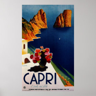 Póster Afiche de viaje francés vintage capri