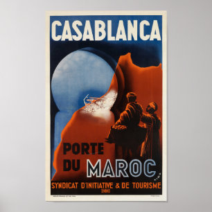 Póster Afiche de viaje francés vintage de Casablanca Marr