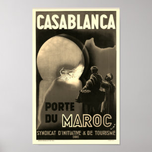 Póster Afiche de viaje francés vintage de Casablanca Marr