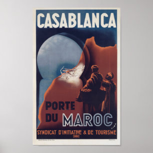 Póster Afiche de viaje francés vintage de Casablanca Marr