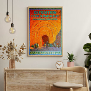 Póster Afiche de viaje francés vintage de Casablanca Marr