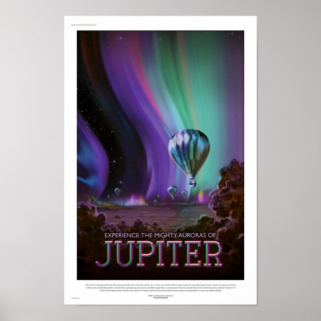 Póster Afiche de viaje futuro de la NASA - Auroras de Júp (Frente)