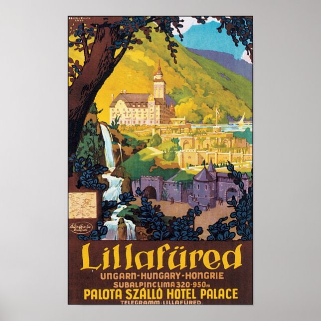 Póster Afiche de viaje húngaro a través de Lillafued (Frente)