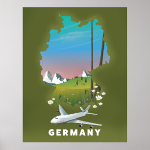 Póster Afiche de viaje ilustrado de Alemania