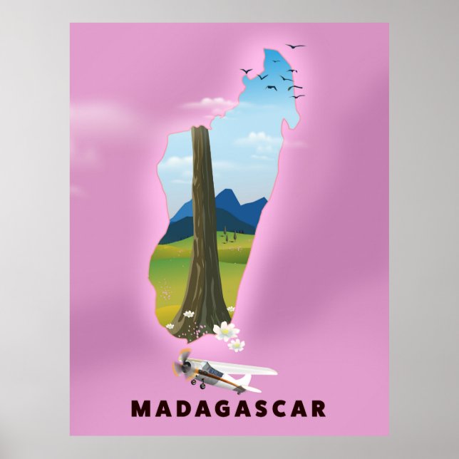Póster Afiche de viaje ilustrado de Madagascar (Frente)