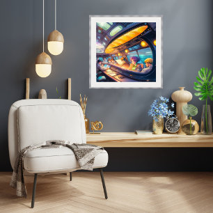 Póster Afiche de viaje interestelar