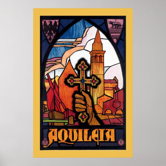 Póster Afiche de viaje italiano Aquileia Vintage (Frente)