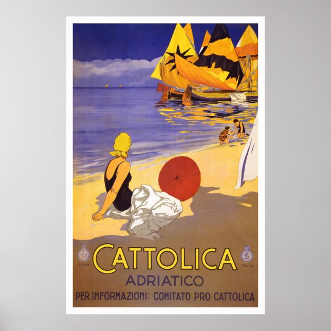 Póster Afiche de viaje italiano "Cattolica" (Frente)