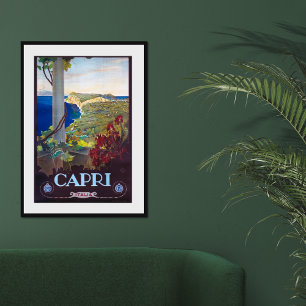 Póster Afiche de viaje italiano de Capri Vintage