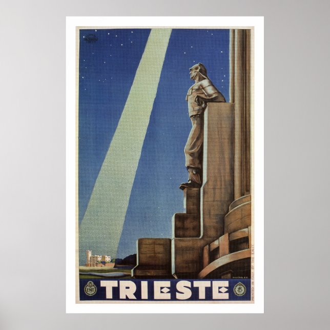 Póster Afiche de viaje italiano de estilo Art Deco de Tri (Frente)