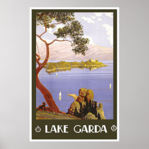 Póster Afiche de viaje italiano "Lake Garda"