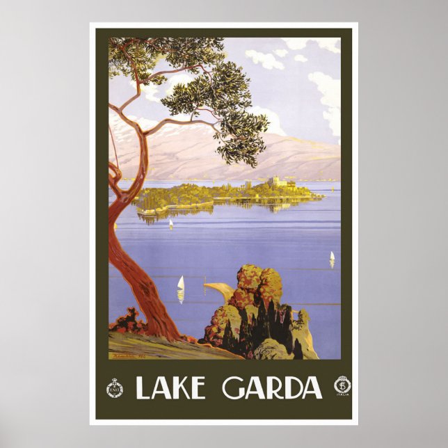 Póster Afiche de viaje italiano "Lake Garda" (Frente)