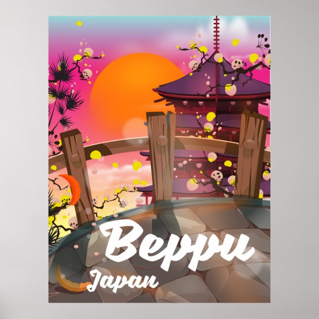 Póster Afiche de viaje japonés de Beppu (Frente)