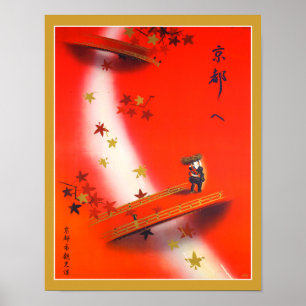 Póster Afiche de viaje japonés de Kyoto de 1930