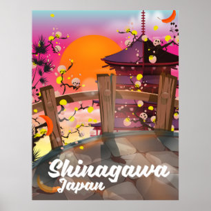 Póster Afiche de viaje japonés Shinagawa