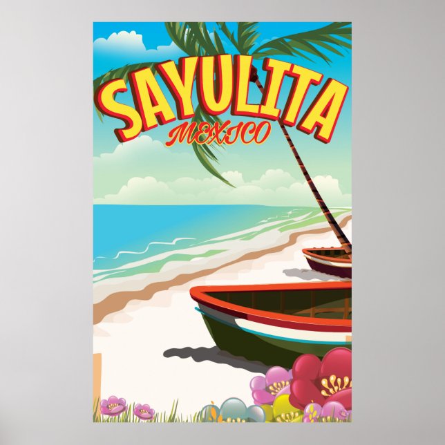 Póster Afiche de viaje mexicano de Sayulita (Frente)