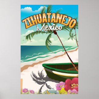 Póster Afiche de viaje mexicano de Zihuatanejo