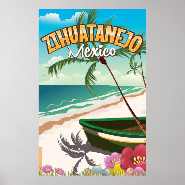 Póster Afiche de viaje mexicano de Zihuatanejo (Frente)